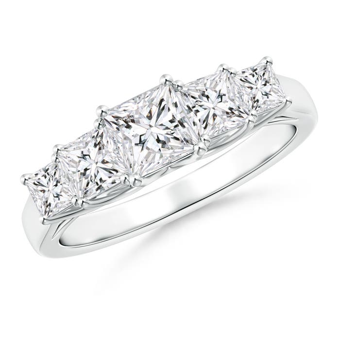 Angara 0.52 Carat Graduated Princess-Cut Trellis Diamond Five Stone Ring in Platinum