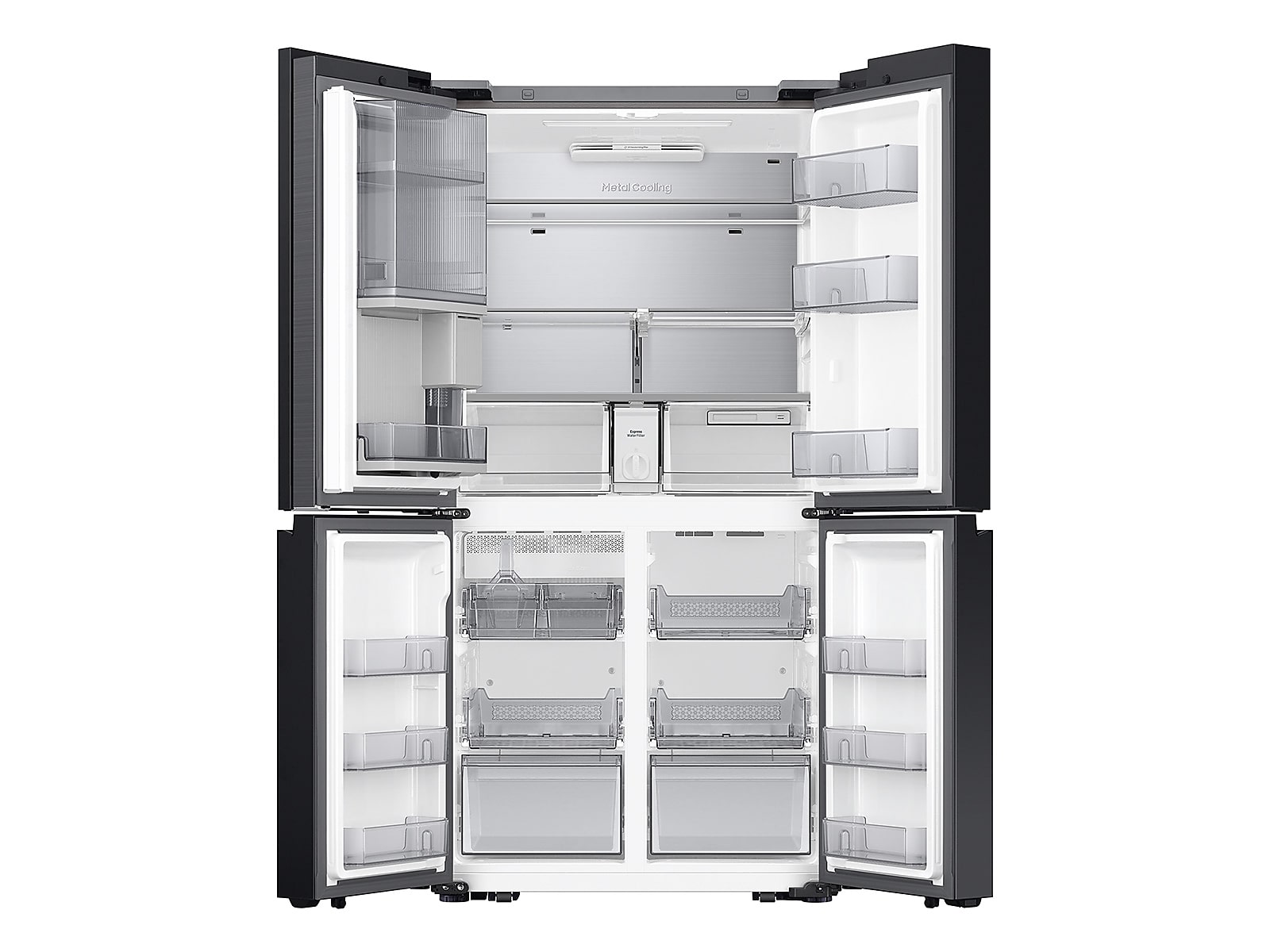 Bespoke 4-Door Flex™ Refrigerator (29 cu. ft.) with Beverage Zone™ and Auto Open Door in Stainless Steel(RF29DB9700QLAA)