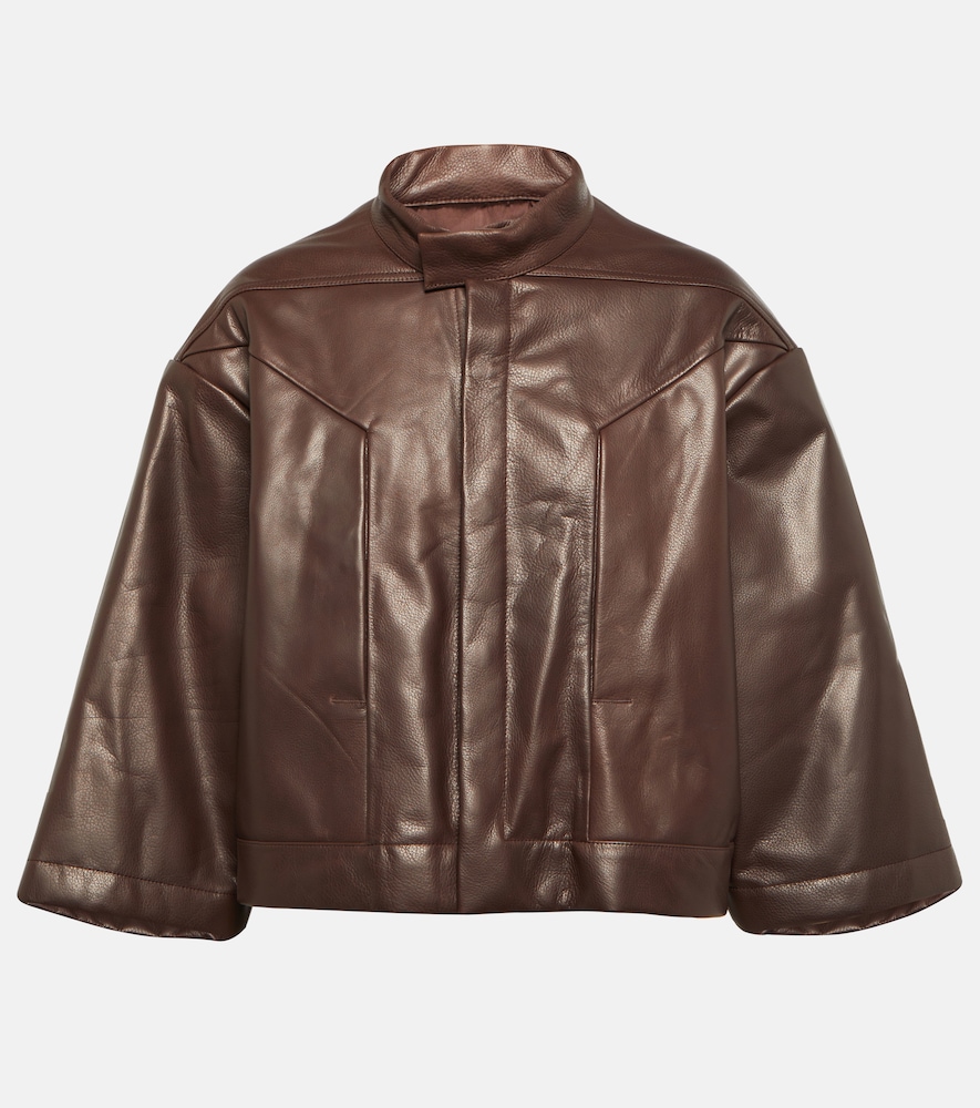Cropped leather jacket