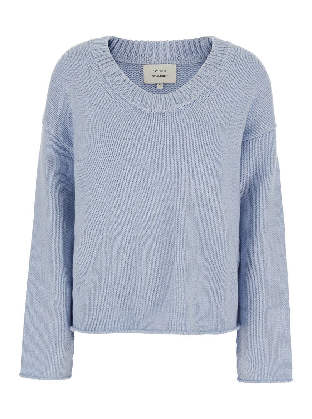 Cashmere Wide-Neck Sweater — Blue