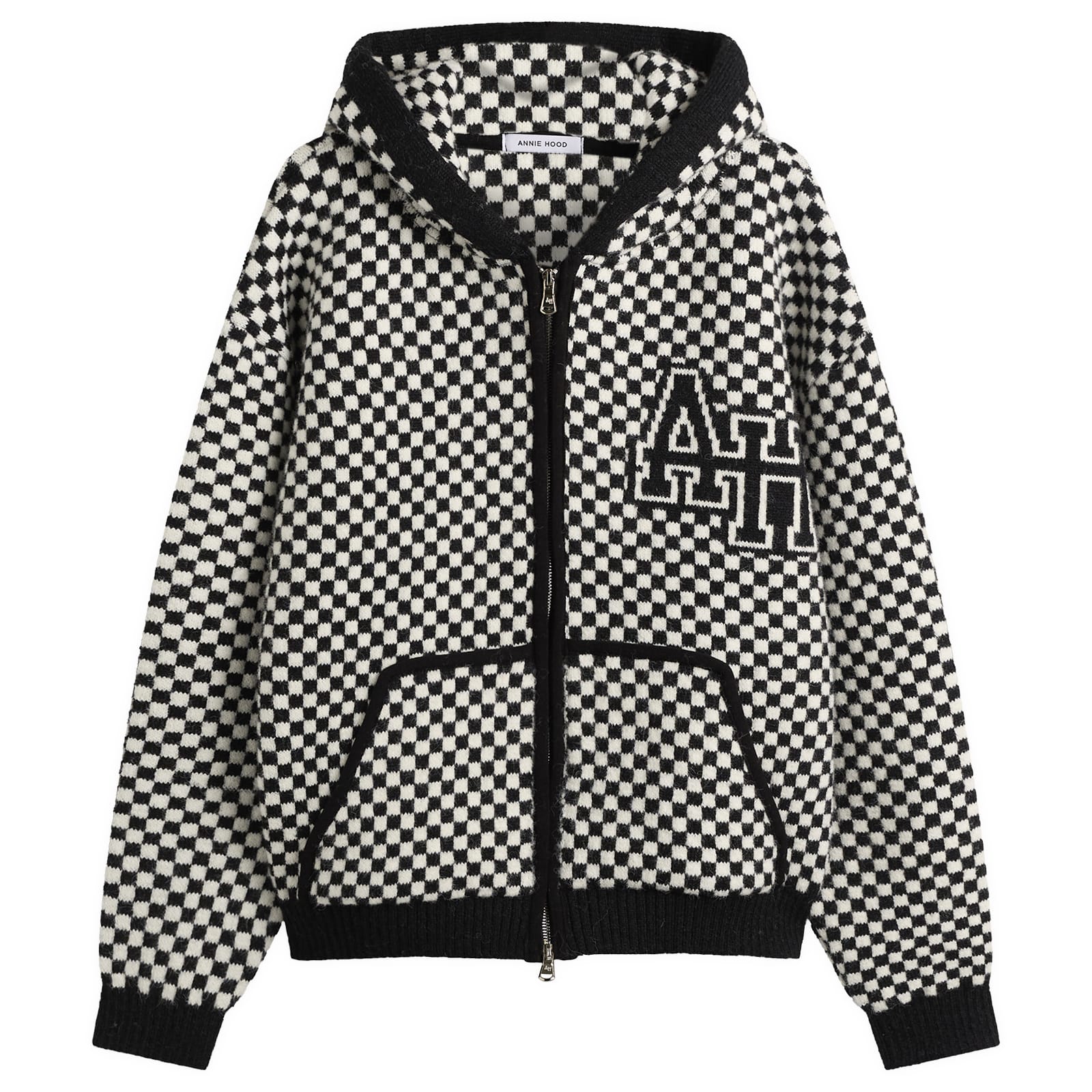 Men's Checked Knitted Jacket Black/White