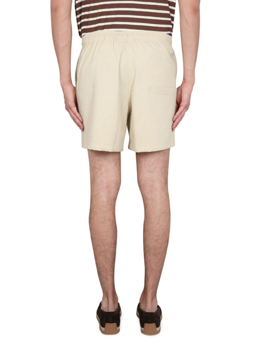Beige Textured Shorts