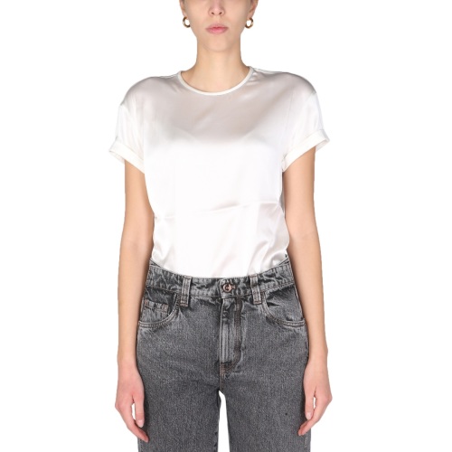 Silk crew-neck T-shirt