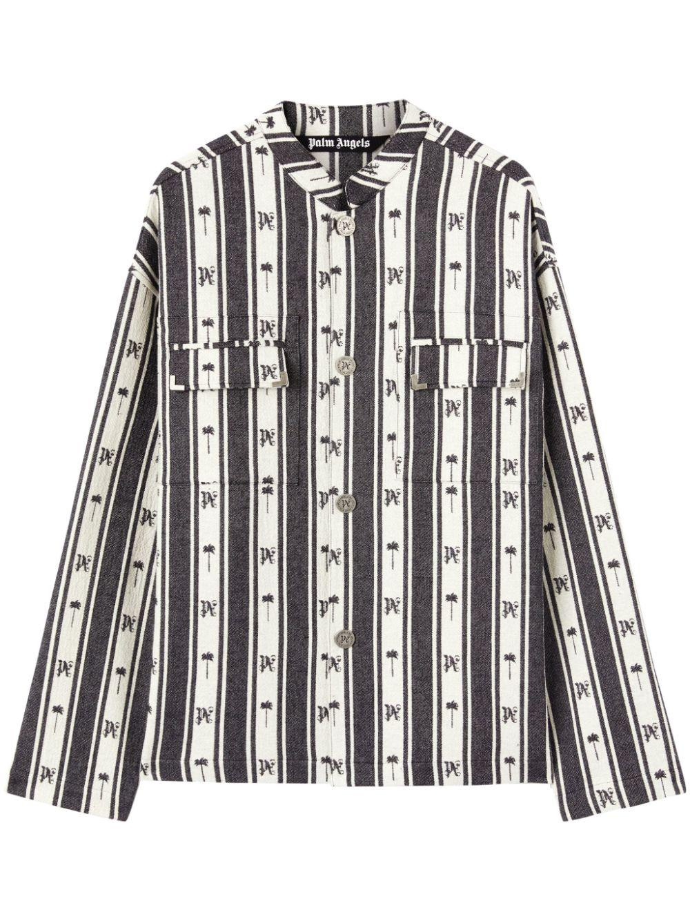 Metal Frame Striped Overshirt for Men