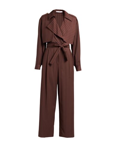 Woman Jumpsuit Chocolate brown Size S Polyester, Rayon, Elastane
