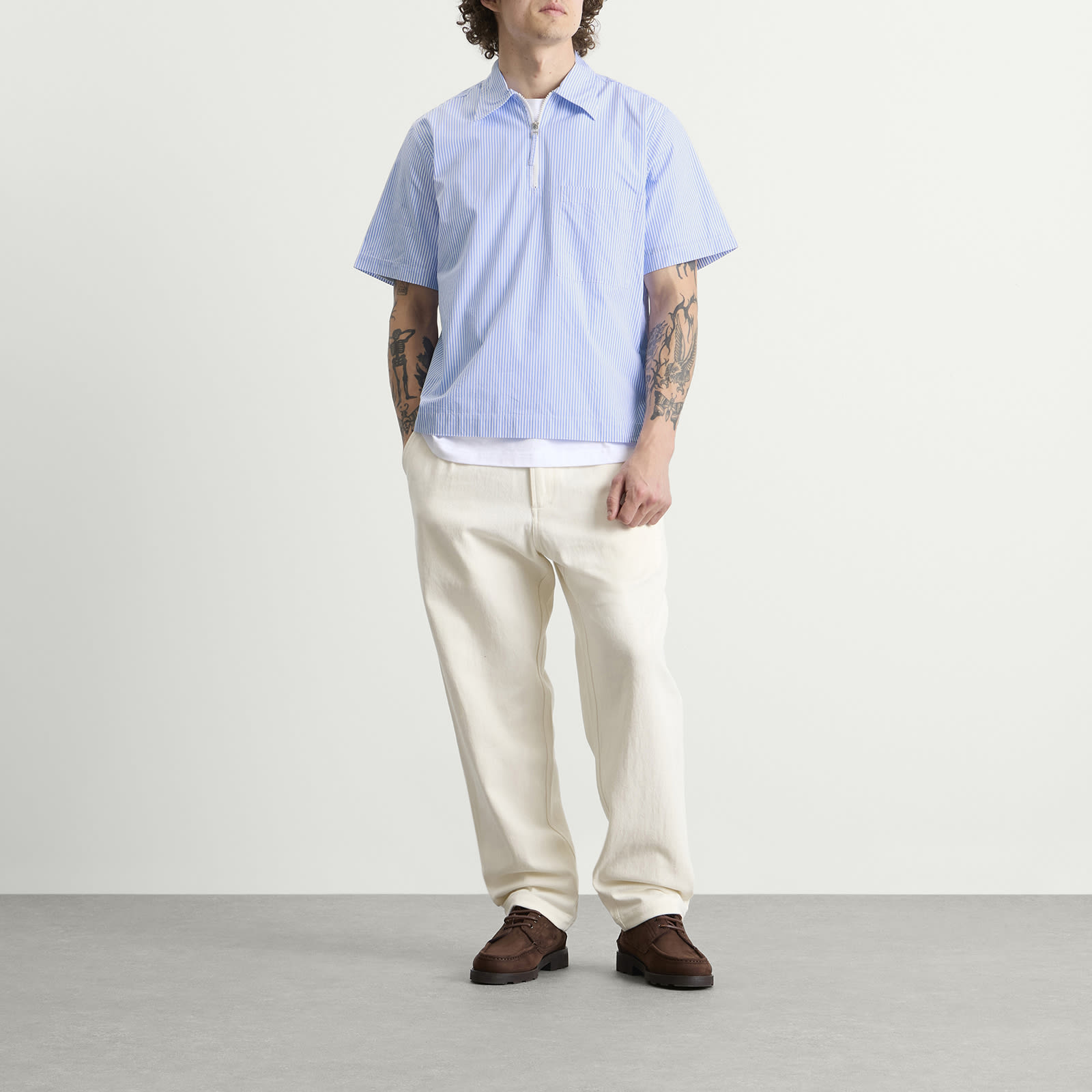 Men's Nipon Stripe Ewan Shirt Sky/White