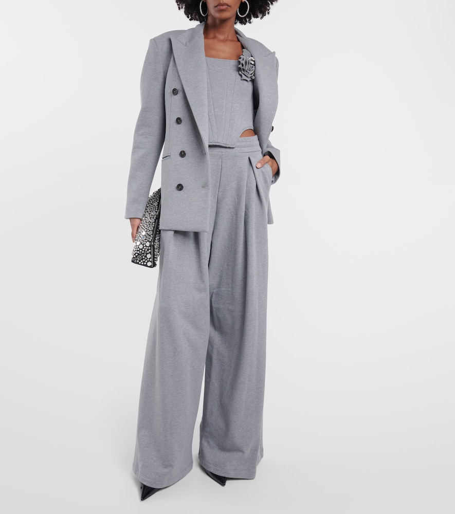 Wide-leg cotton jersey sweatpants