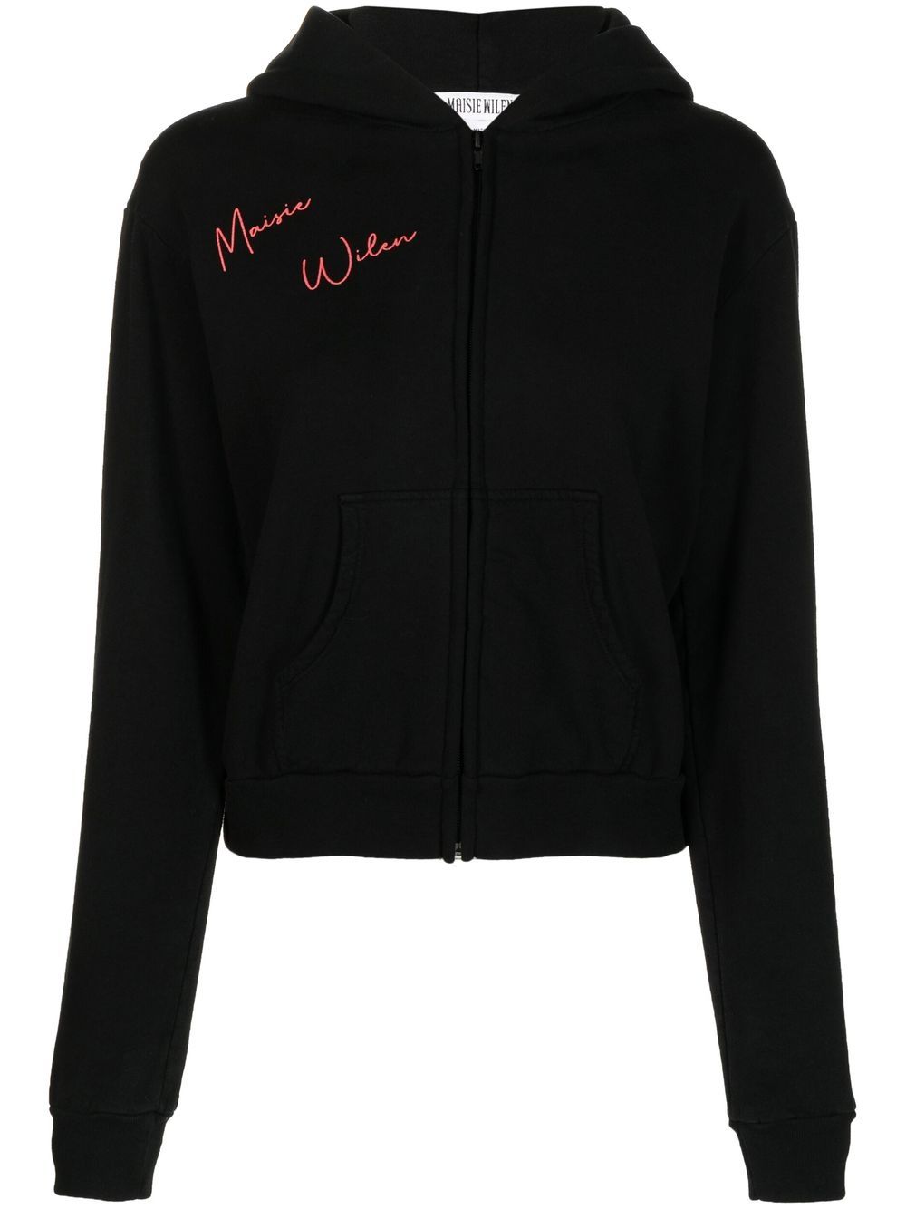 Graphic-print zipped hoodie - Black