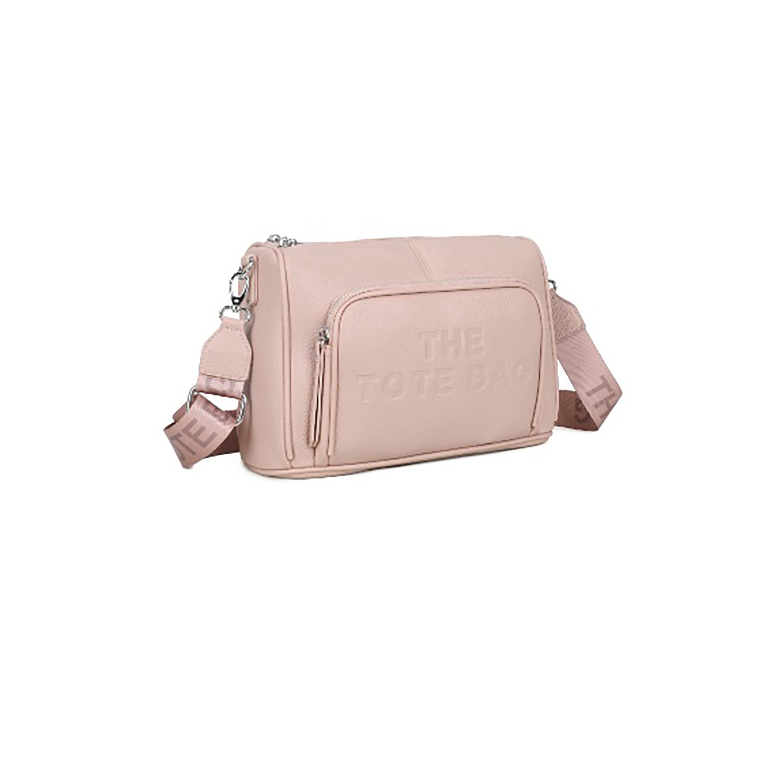 Jfy Zip Top 2 Compartments Canvas Strap Crossbody Handbag In Light Beige