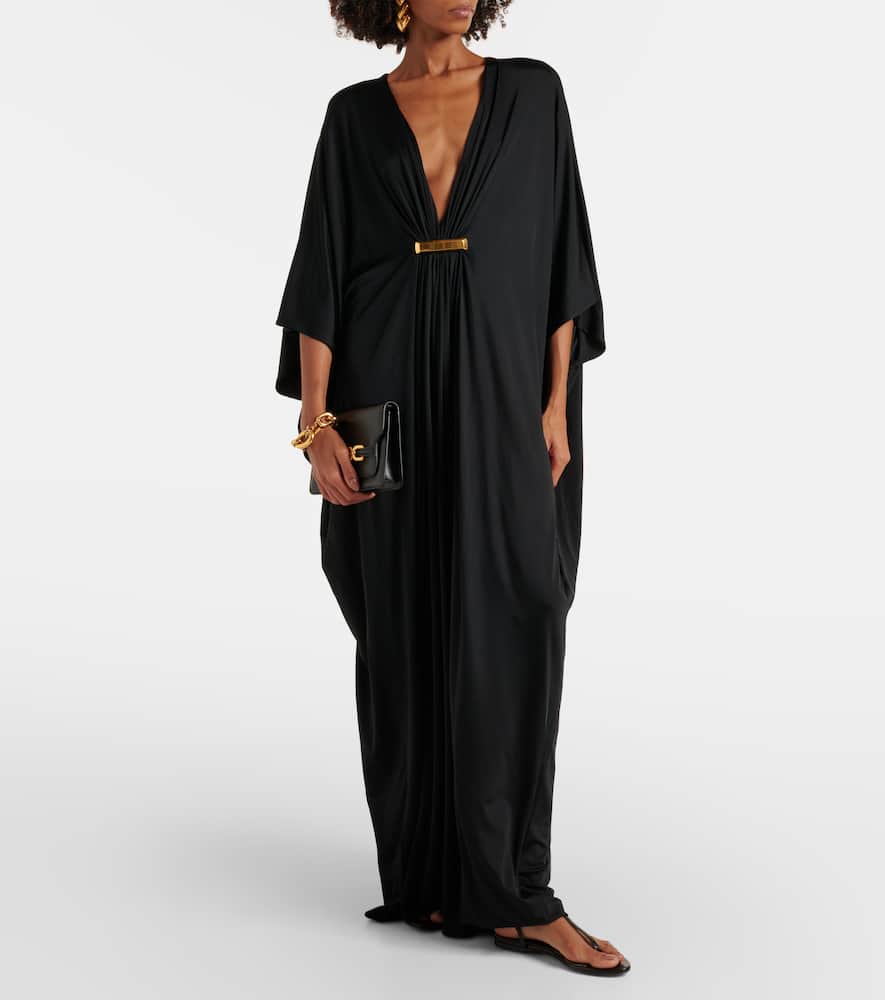Gathered satin jersey kaftan