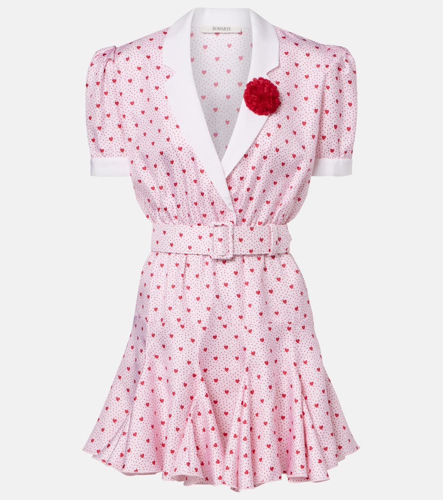 Printed silk twill minidress