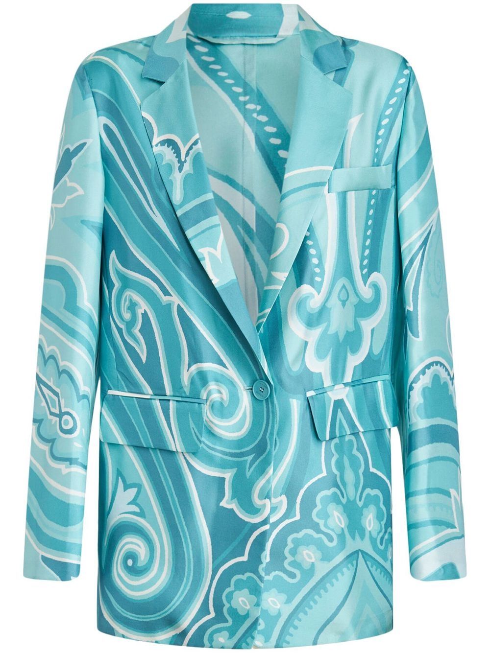 Swirl-print silk blazer - Blue