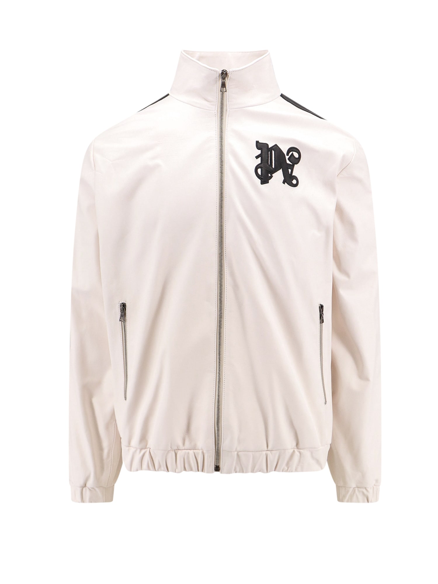 Monogram-patch leather jacket - Neutrals