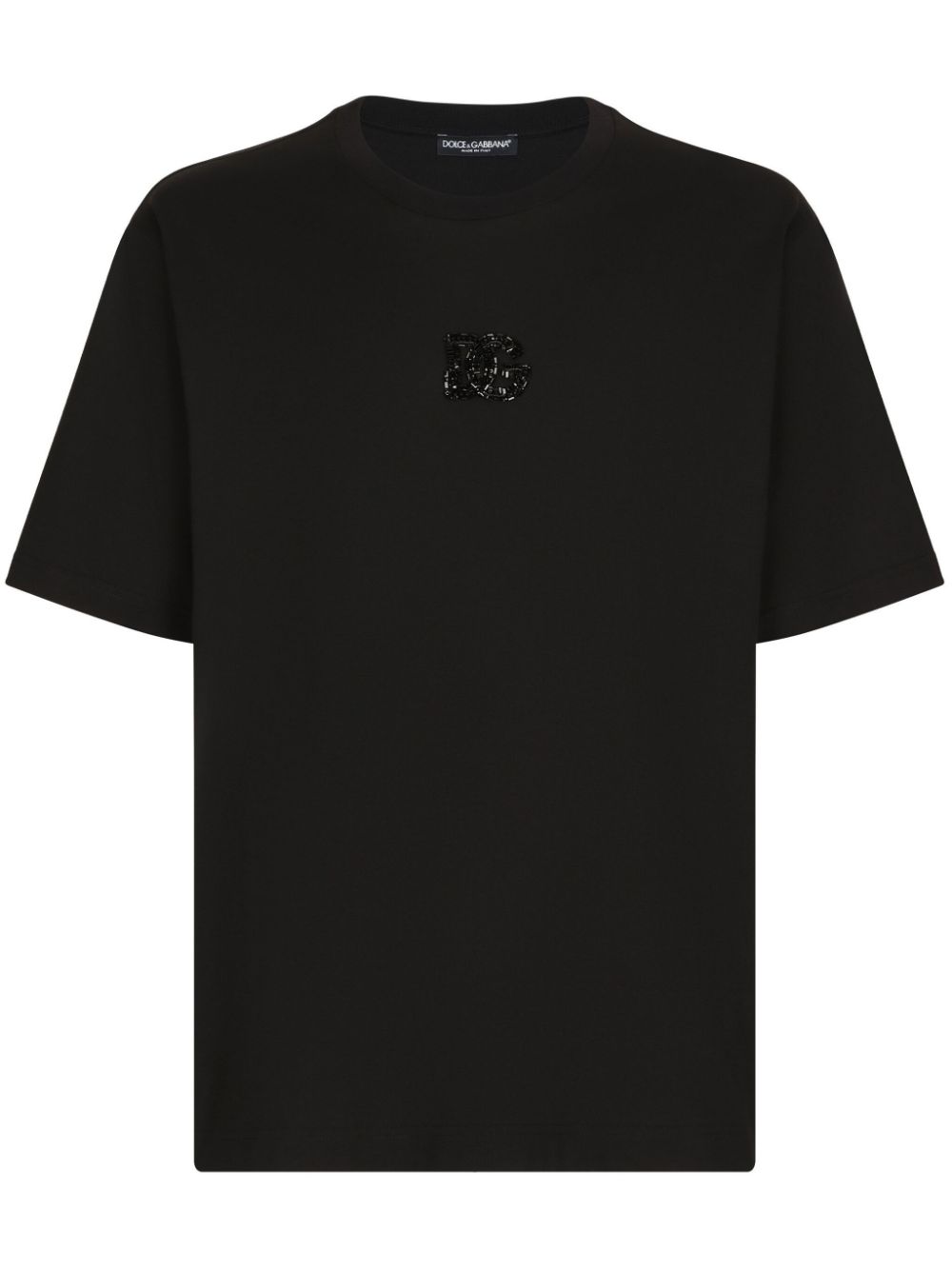 Rhinestone-embellished cotton T-shirt - Black