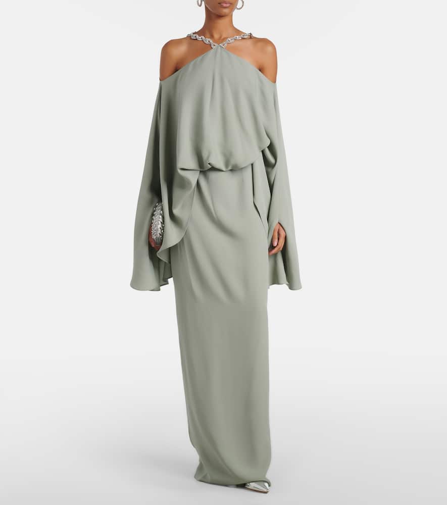 Cyclades embellished crêpe cady gown