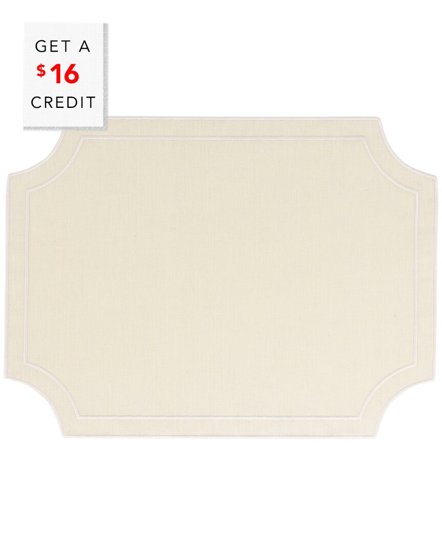 Tessuti Ivory Rectangular Placemats With White Sti With $16 Credit
