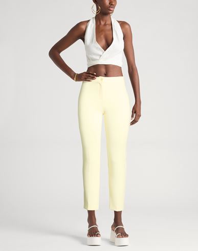 Woman Pants Yellow Size 10 Polyester, Elastane