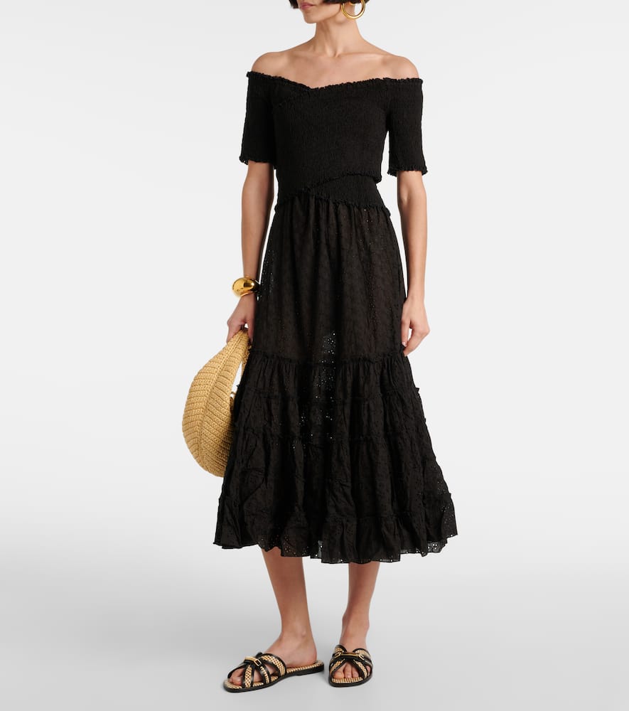 Soledad smocked cotton midi dress