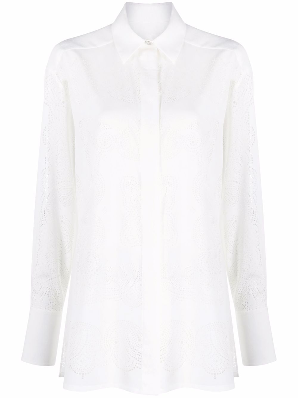 Perforated-pattern longlsleeved shirt - White