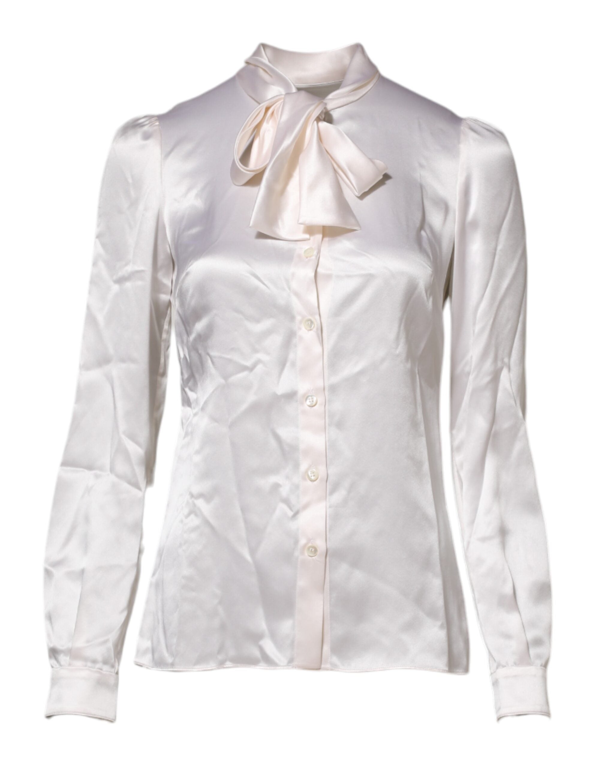 Silk Ascot Collar Blouse — White