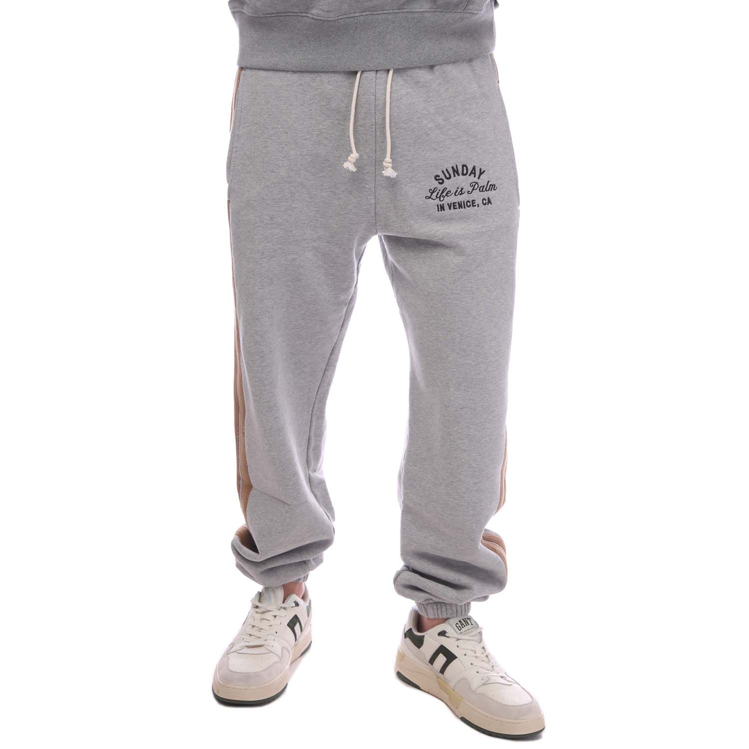 Palm Angels Mens Sunday Sweatpants in Grey black Cotton - X-Sma