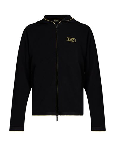 Man Sweatshirt Black Size M Polyester, Elastane