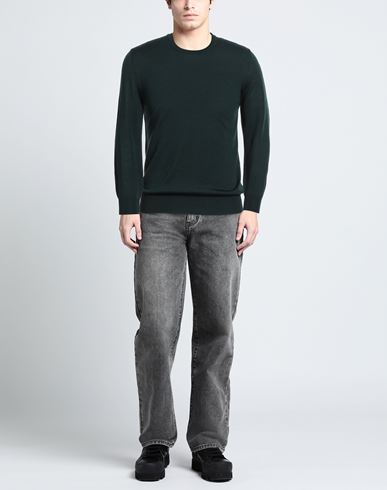 Man Sweater Dark green Size 36 Virgin Wool