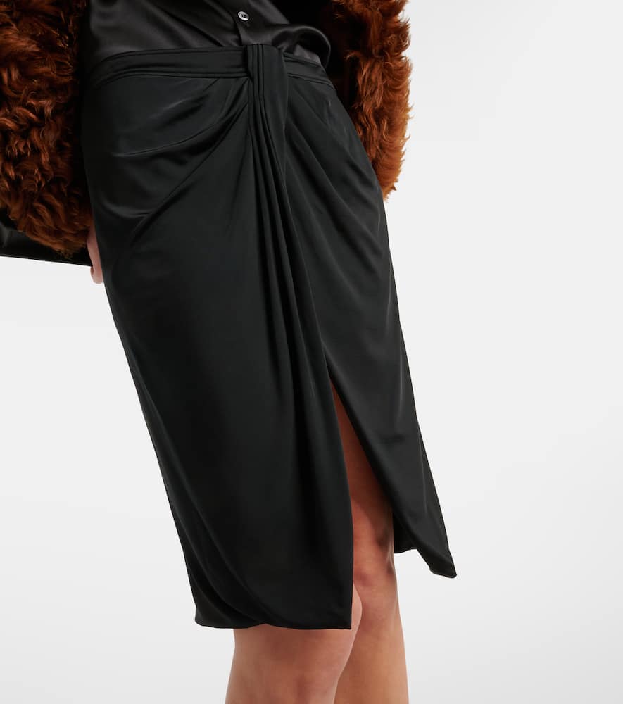 Draped jersey midi skirt