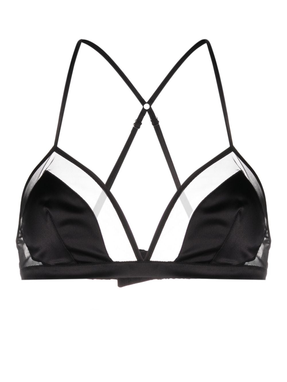 Panelled tulle satin bra