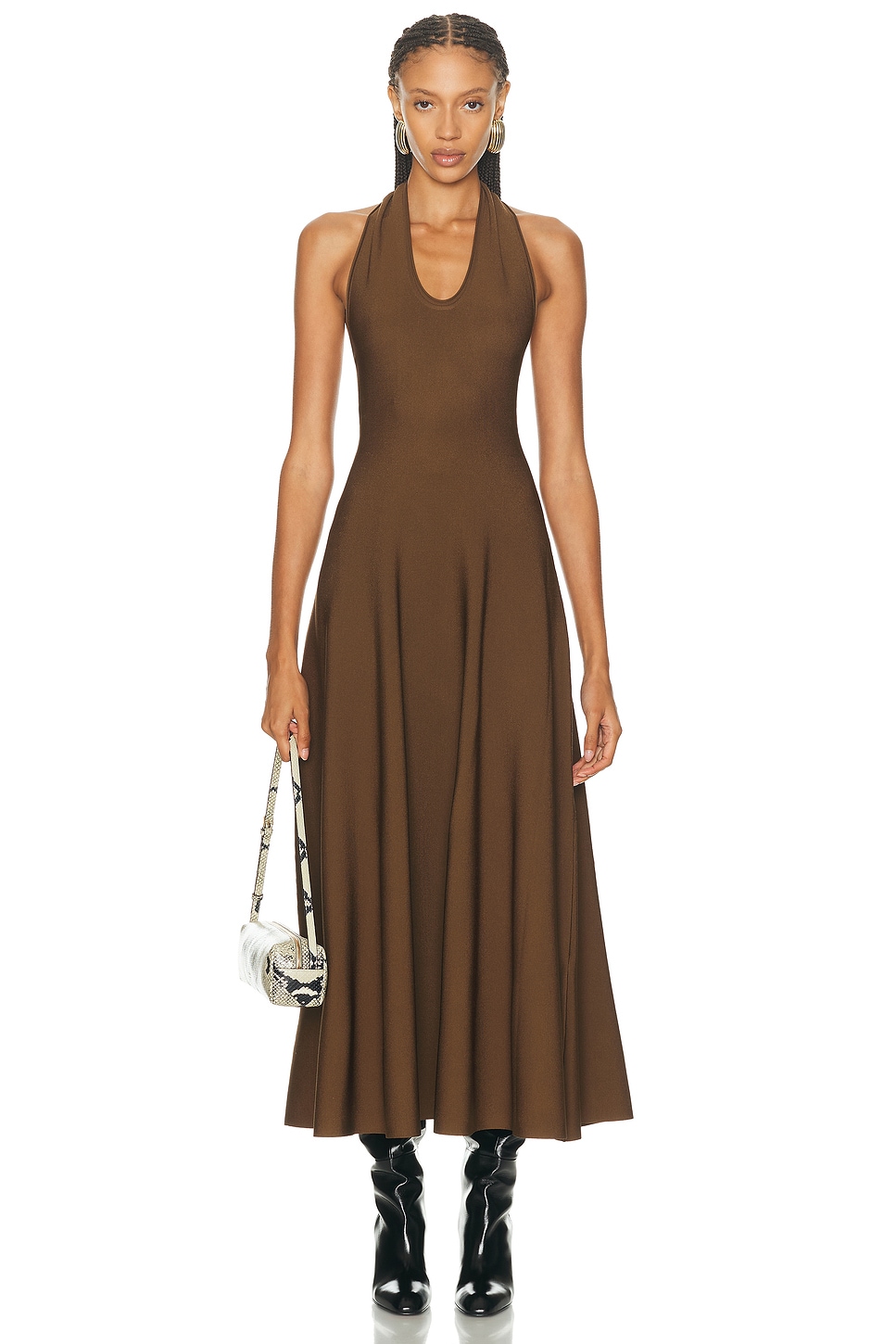 KHAITE Melina Dress in Bark - Brown. XS also in