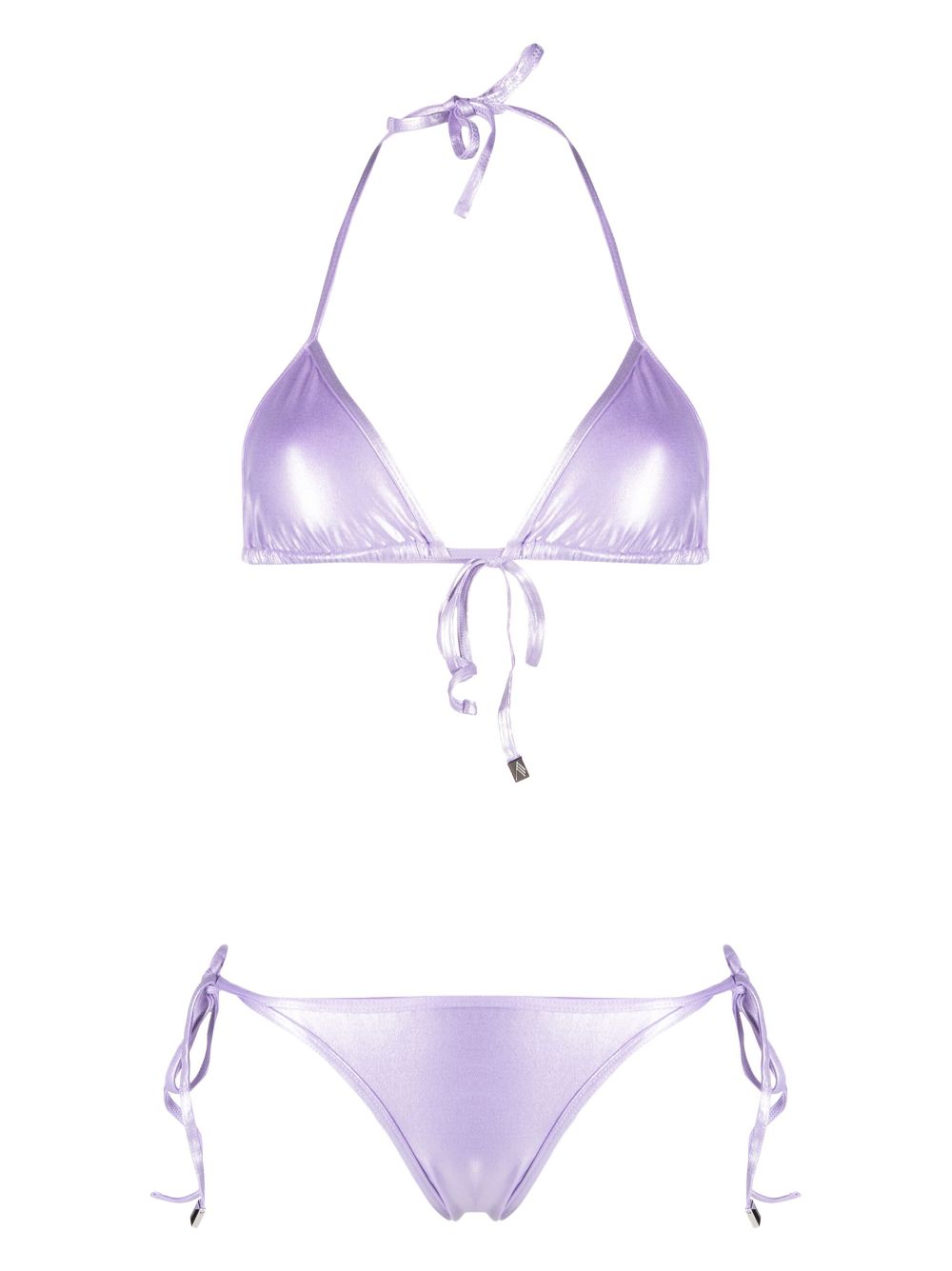 High-shine triangle bikini set - Purple