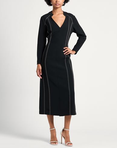 Elena Mirò Woman Midi dress Black Size 14 Polyester, Elastane