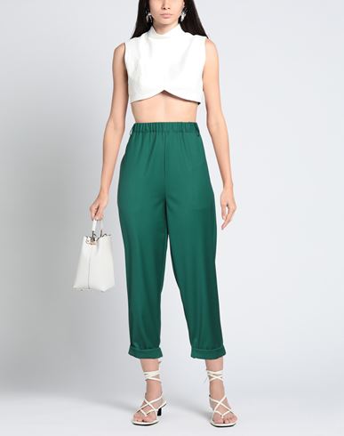Woman Pants Emerald green Size 2 Polyester, Viscose, Elastane