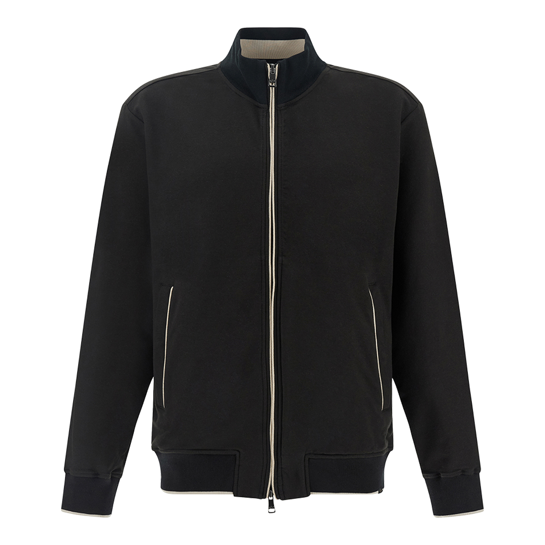 Zip‑up sweatshirt in Active Fleece cotton, Man, Black