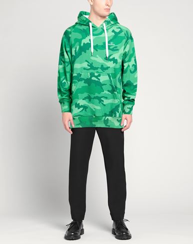 Man Sweatshirt Green Size L Cotton, Elastane