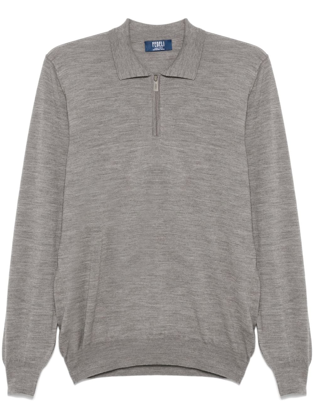 Virgin Wool Fine-Knit Polo — grey