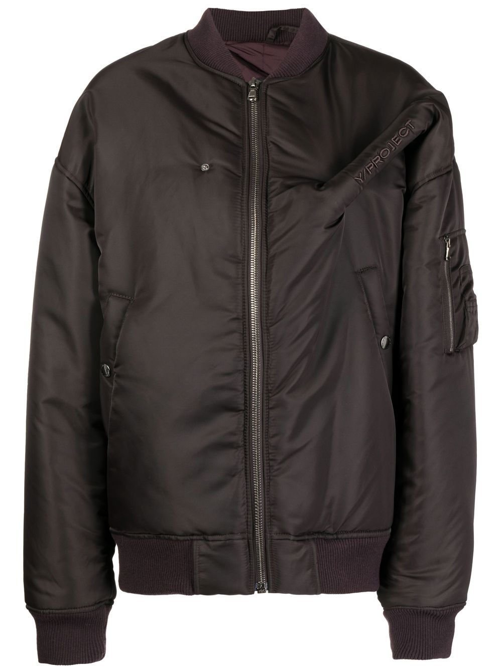 Embroidered-logo pinched bomber jacket - Brown