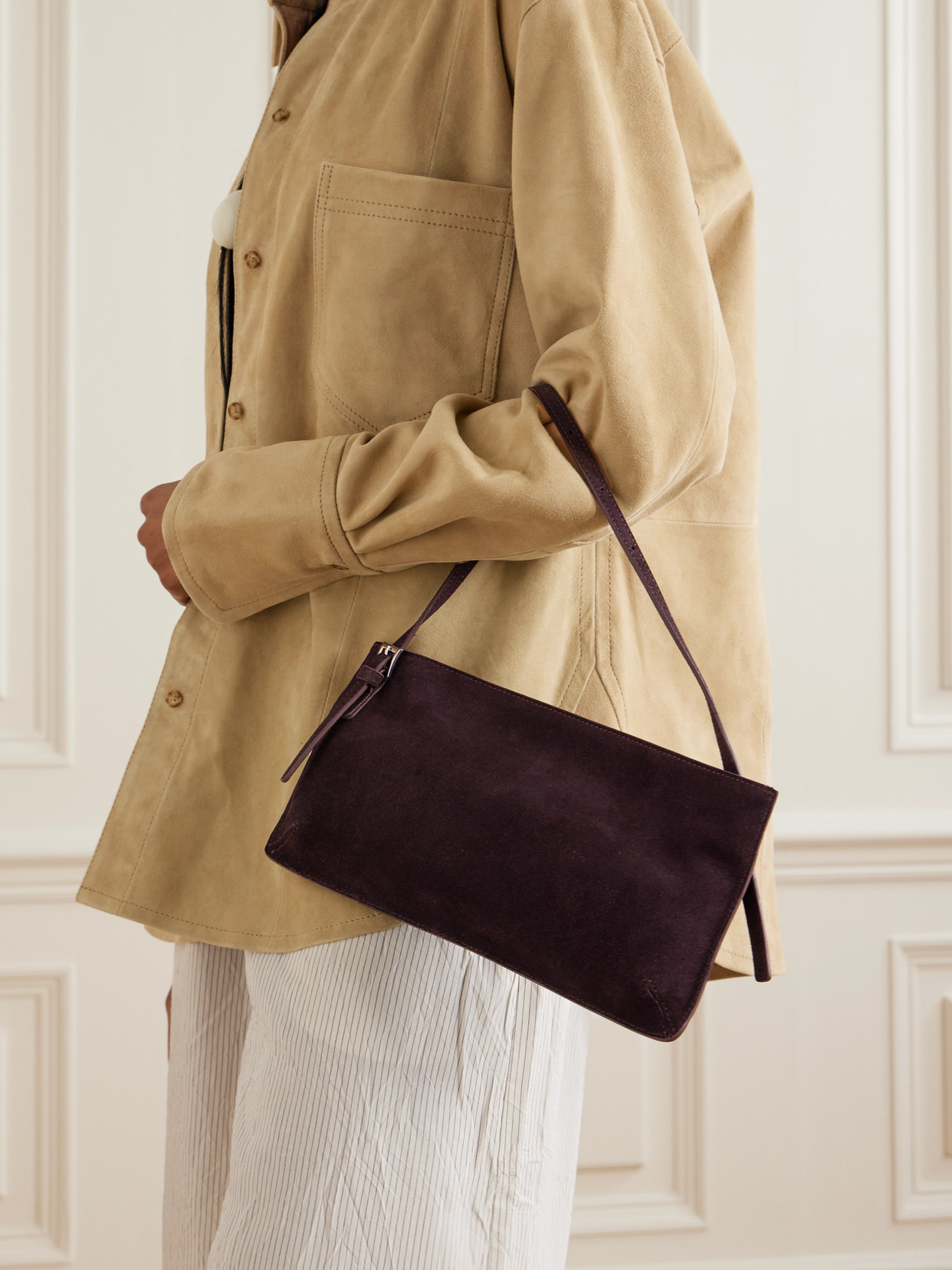 90s Suede Shoulder Bag - Brown