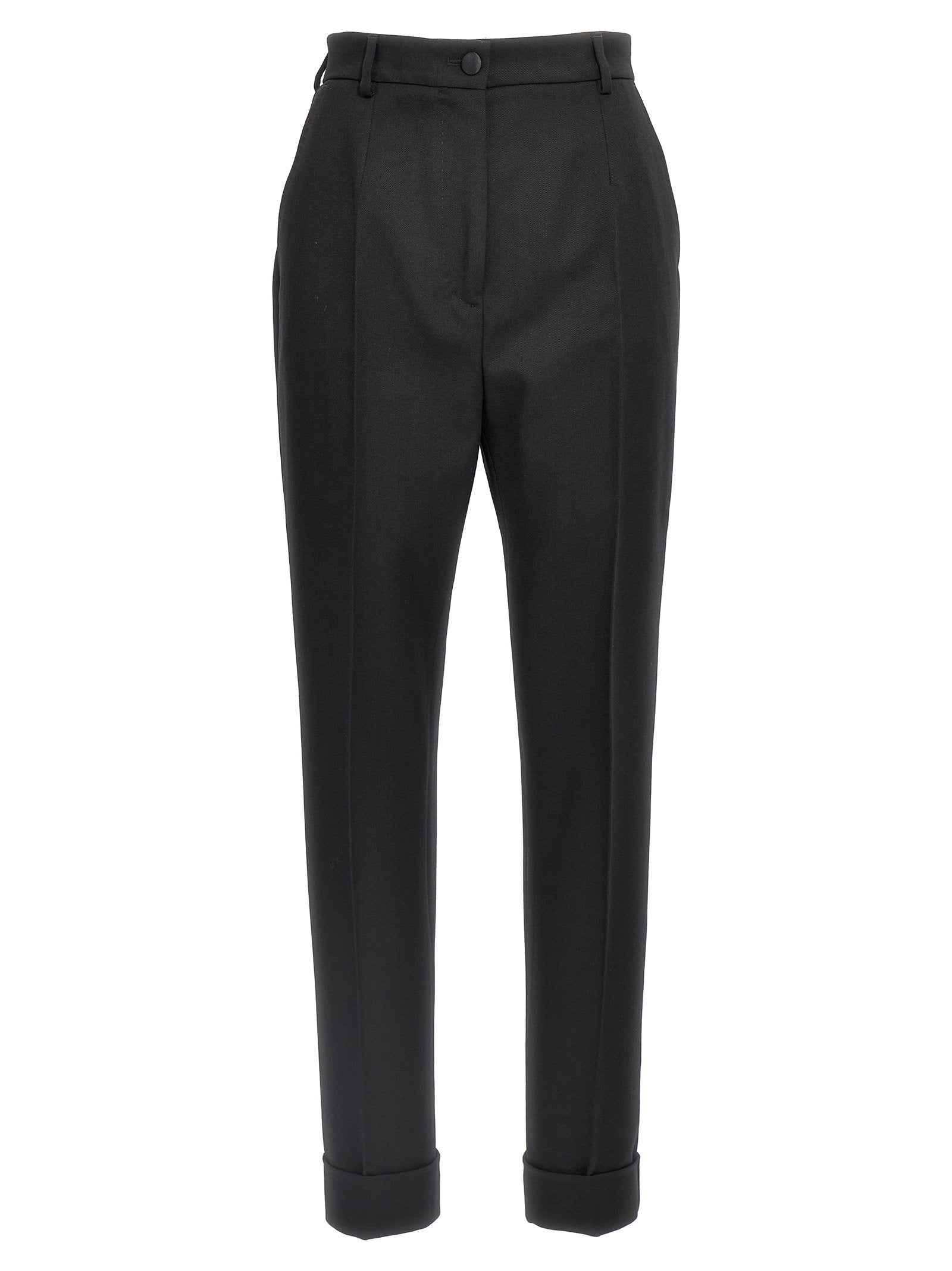 Tailored Wool Trousers — Black
