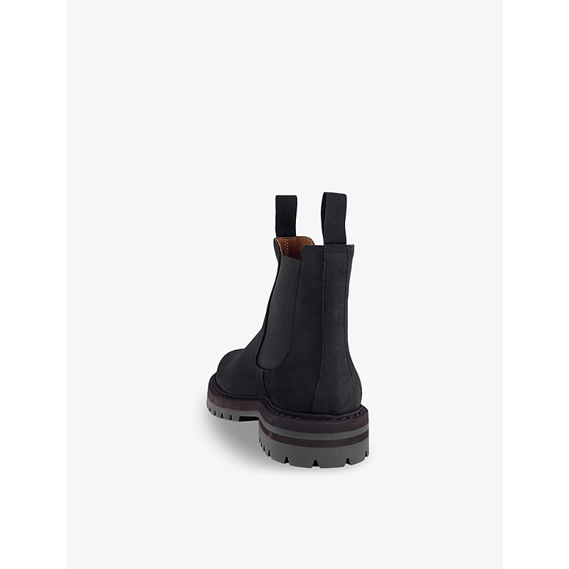 Mens Black Suede Winter Elasticated-panel Suede Chelsea Ankle Boots