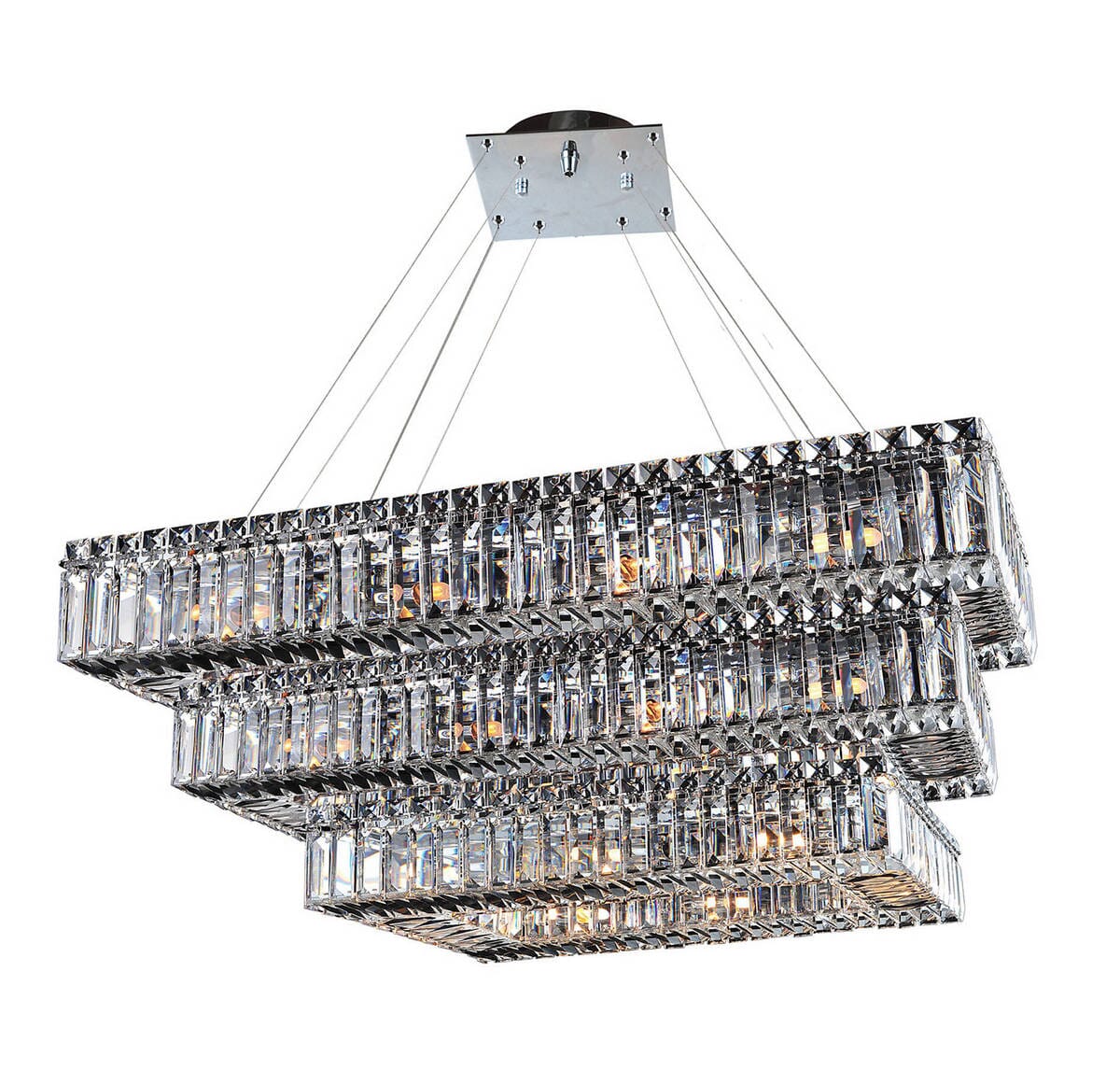 Baugette 34-Light 27" Pendant Light in Chrome