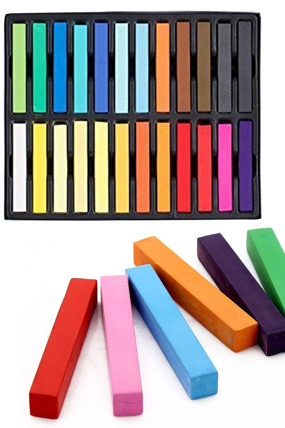Neel Blue Temporary Hair Chalk Colour Pastel Dye, 24pcs in Colourbeauty