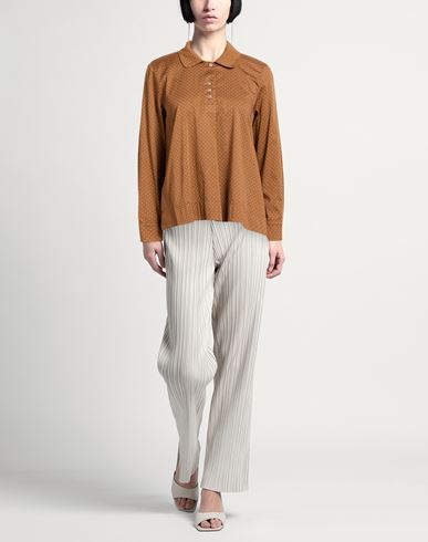 Trebarrabi Woman Top Brown Size M Cotton, Elastic fibres
