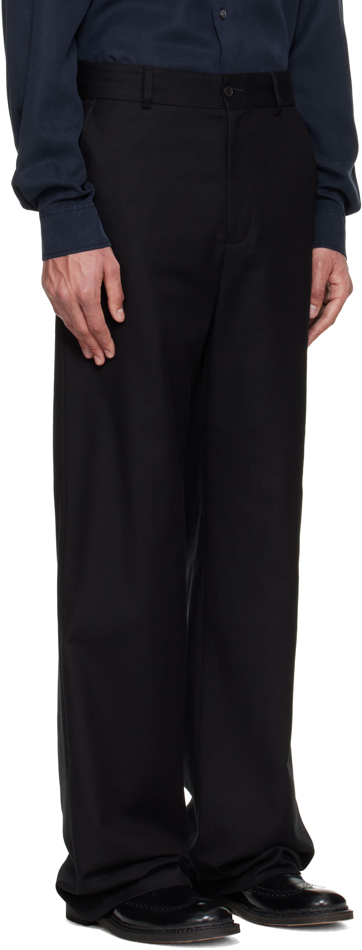 Black Straight-Fit Trousers