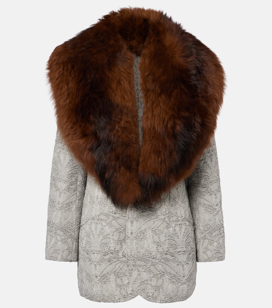 Shearling-trimmed cotton coat
