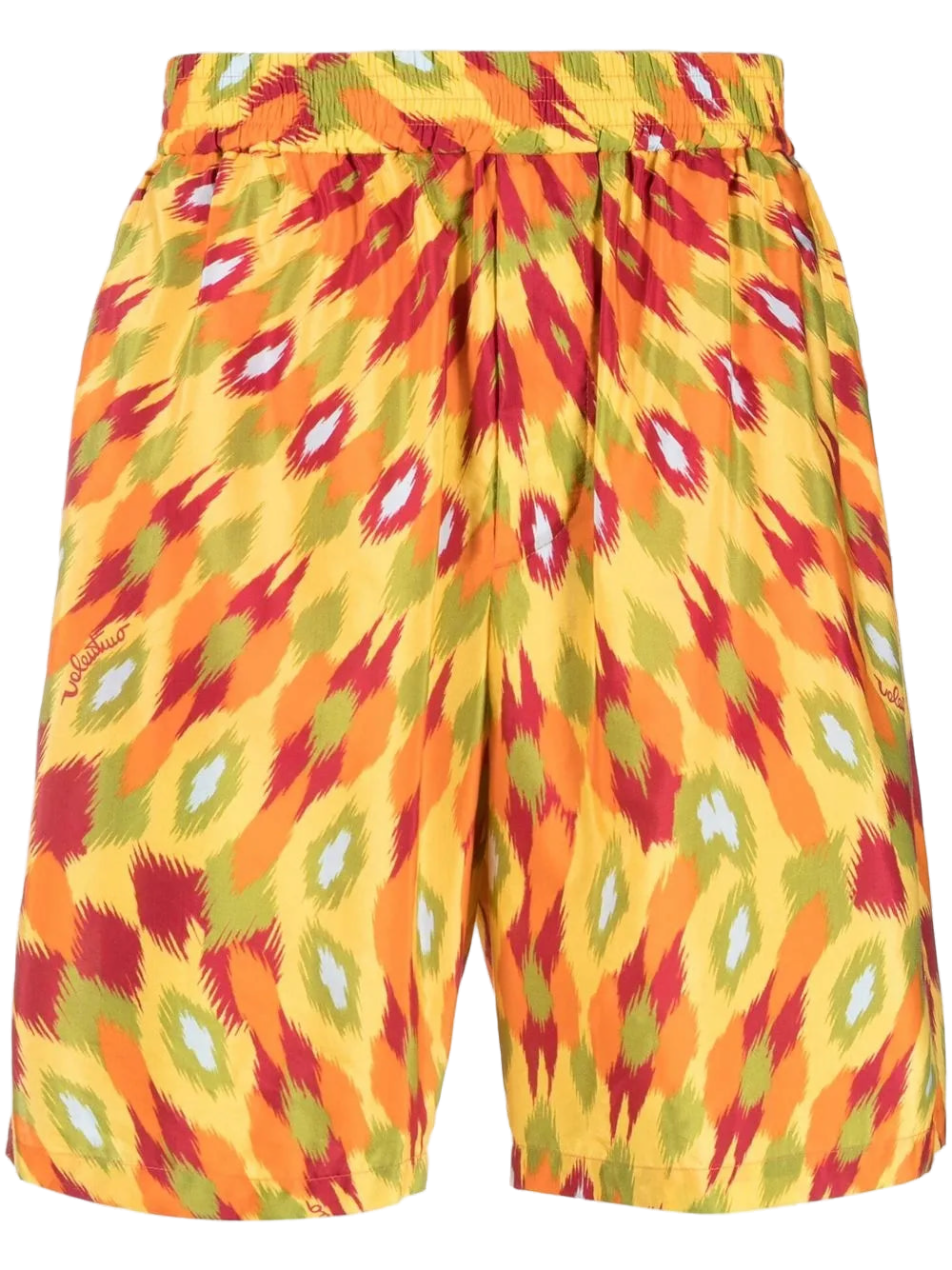 Abstract-Print Cotton-Silk Shorts — Yellow