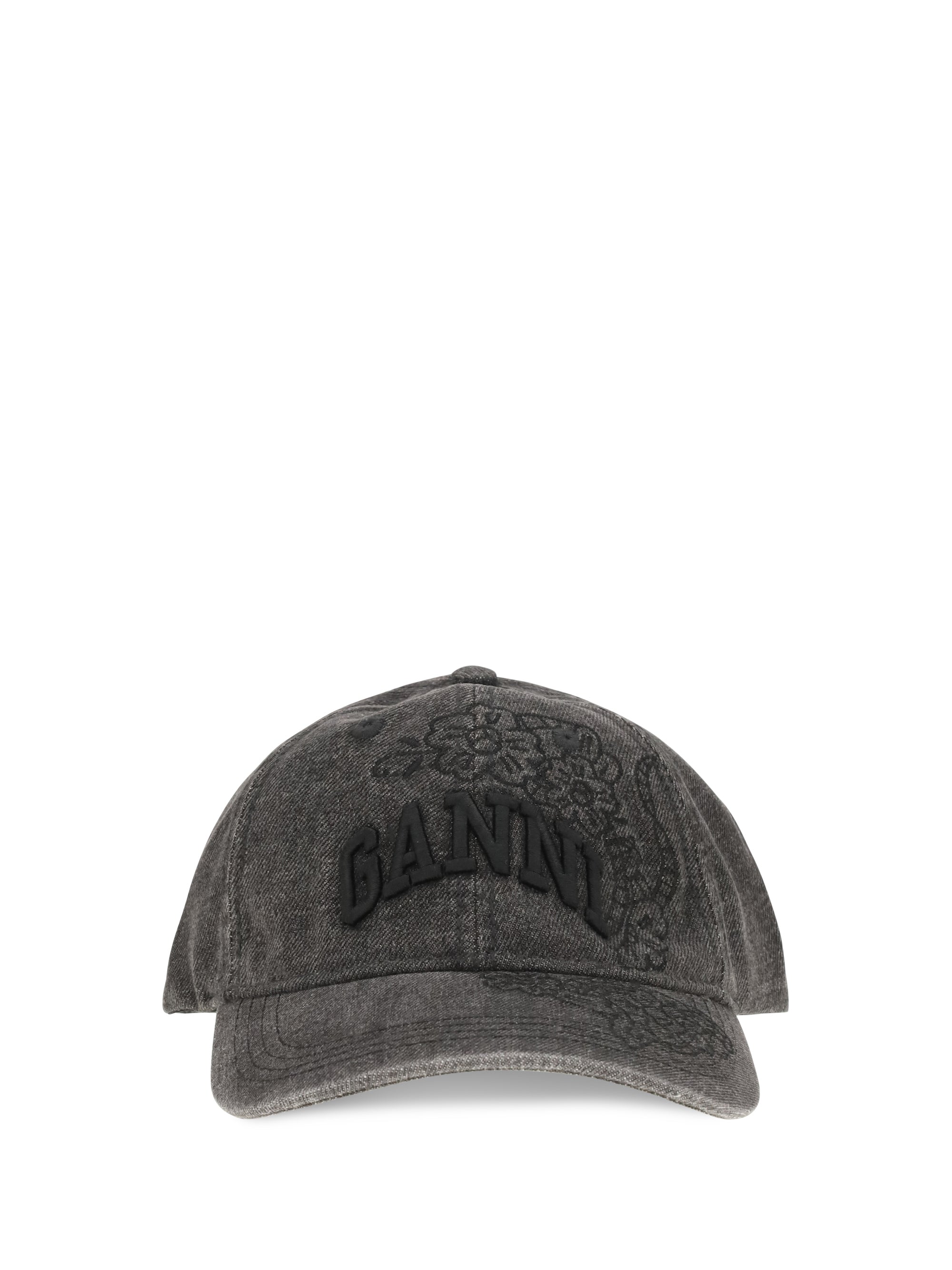B3020214 Embroidered Denim Baseball Cap — Black