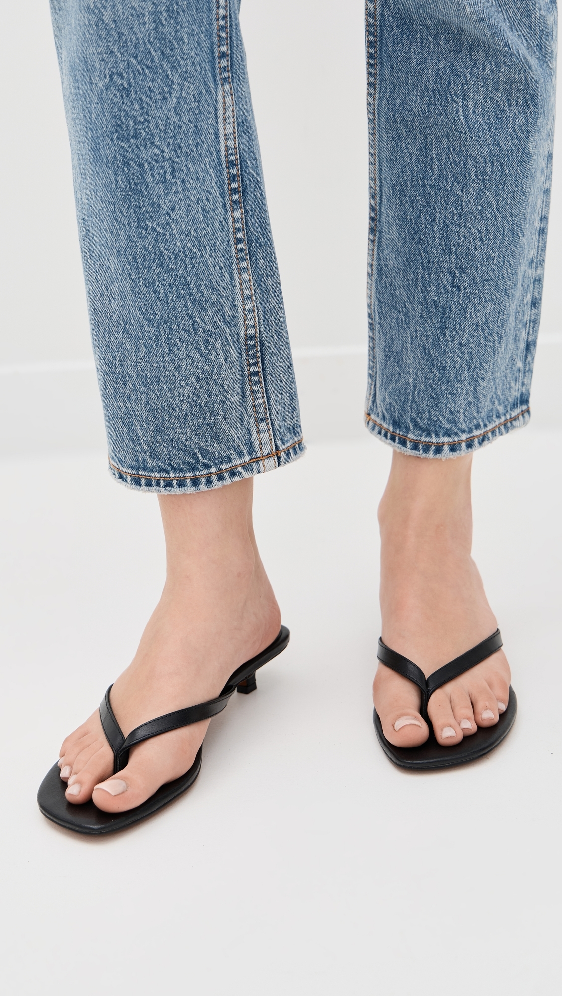 Tamia Heeled Thong Sandals True Black