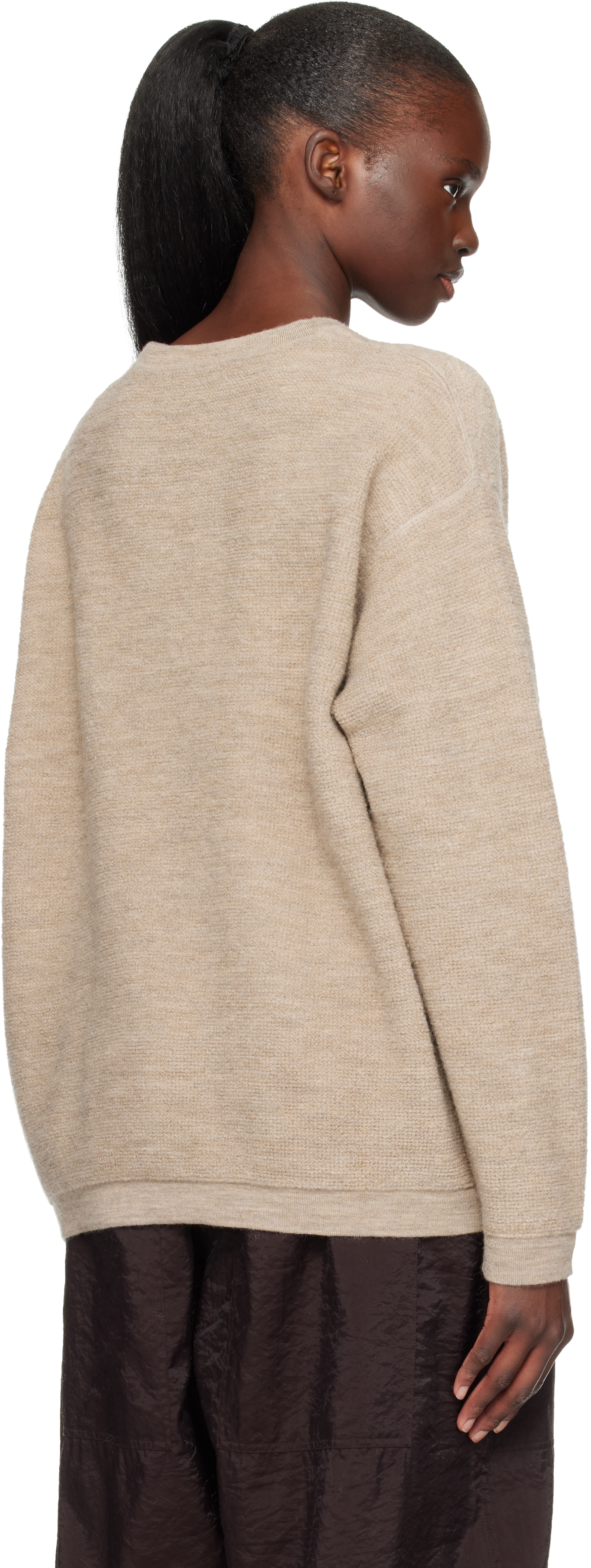 Beige Fine Terry Crewneck Sweater