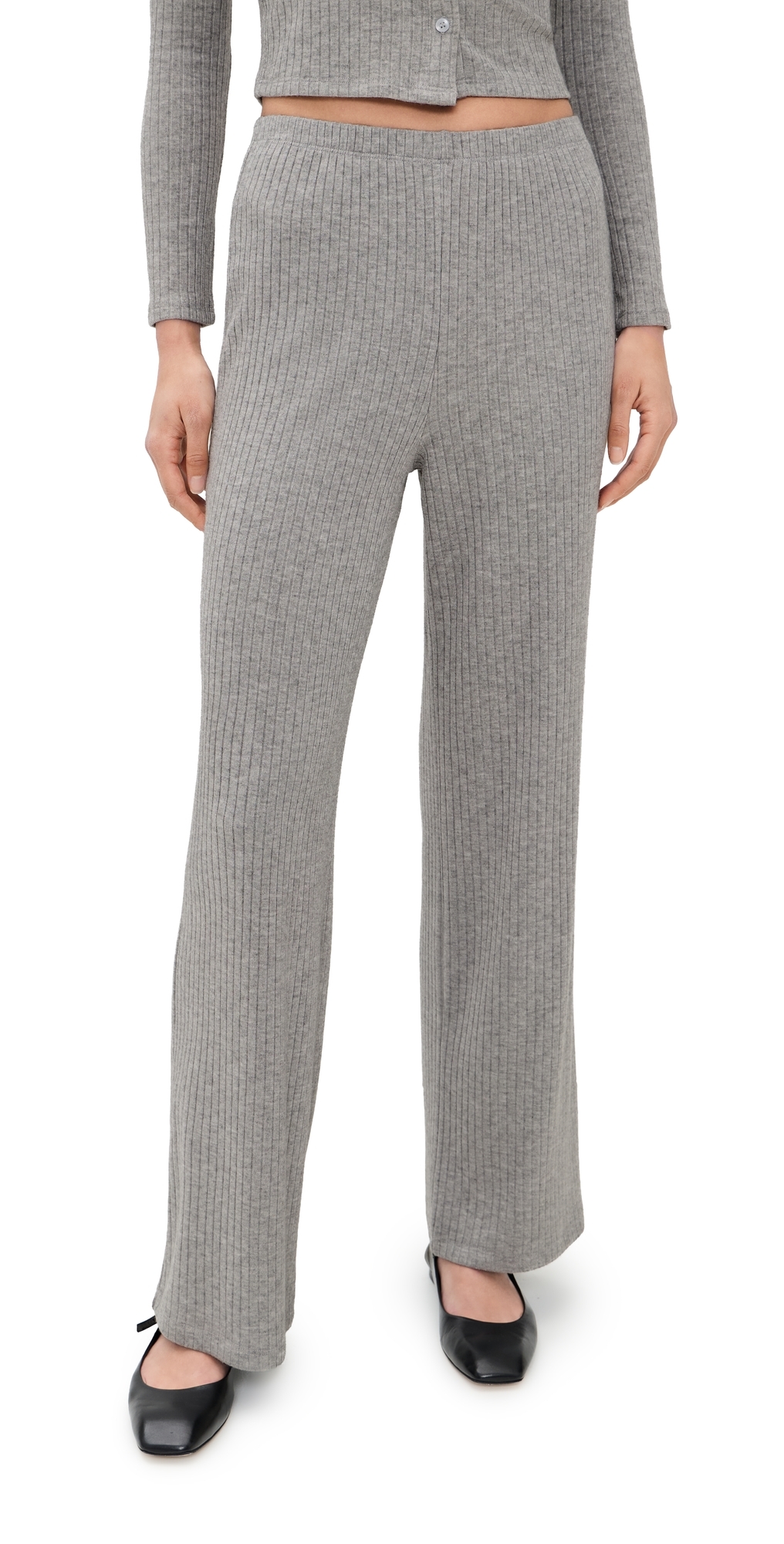 Mia Ribbed Pants Heather Grey